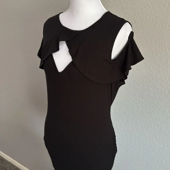 Candie's Black Ruffled Cap Sleeve Blouse large - Picture 5 of 5